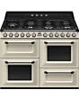 Smeg TR4110P1 110cm Victoria Dual Fuel Range Cooker, Cream