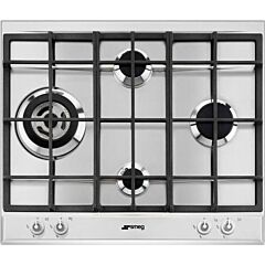 Smeg P1641XT 60cm Stainless Steel Linea 4 Burner Gas Hob with Ultra Rapid Burner