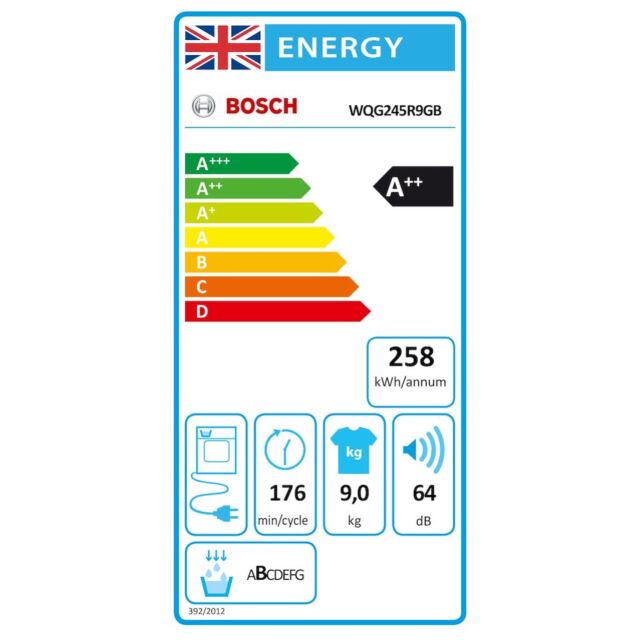 Bosch WQG245R9GB, Heat pump tumble dryer