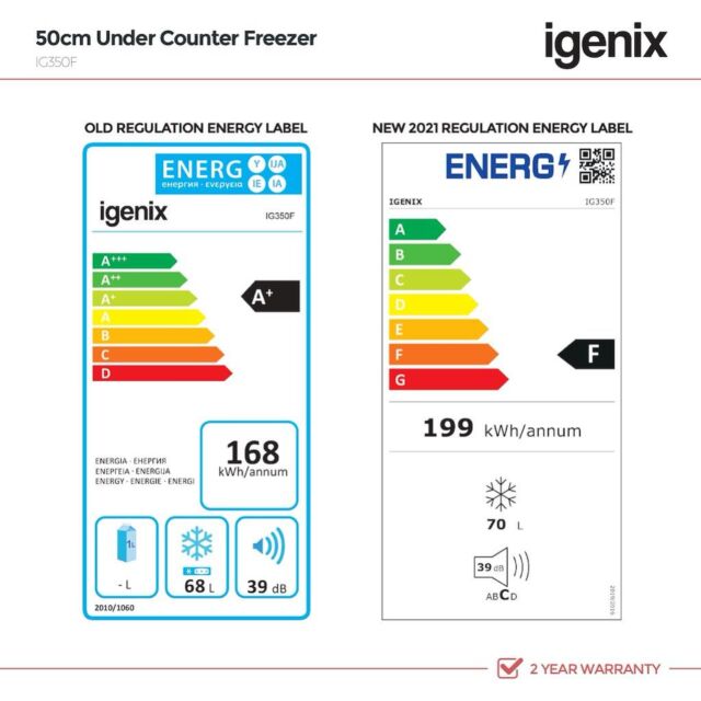 Igenix IG350F 70 Litre 50cm Undercounter Freezer