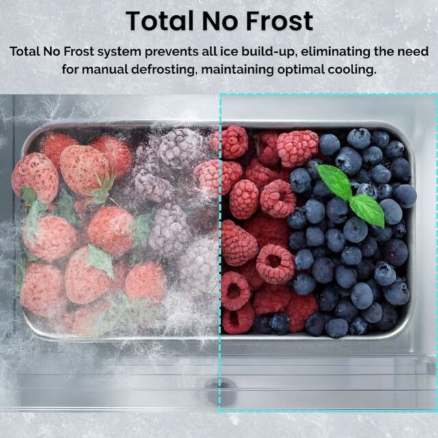 Teknix FFH1865BIX 60cm 70/30 Fridge Freezer Total No Frost with Metal Tech Cooling - Black Steel
