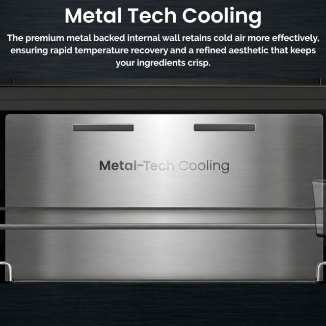 Teknix FFH1865BIX 60cm 70/30 Fridge Freezer Total No Frost with Metal Tech Cooling - Black Steel