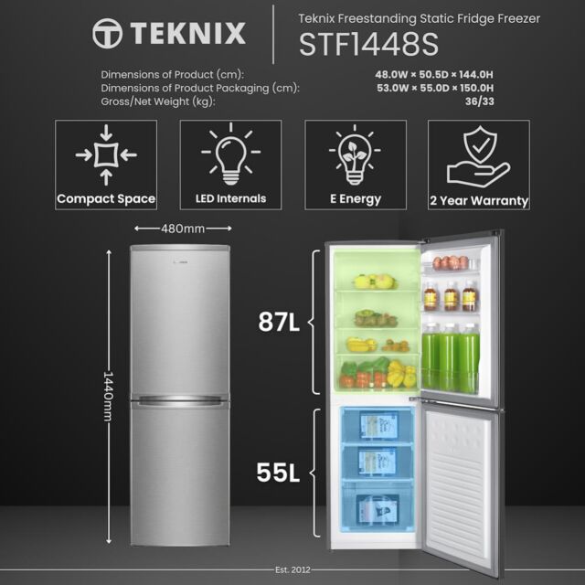Teknix STF1448S 50/50 Fridge Freezer Static - Silver