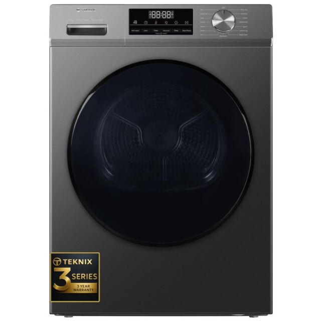 Teknix TK3HP10XS 3 Series Freestanding 10kg Heat Pump Tumble Dryer with Sensor Drying - Graphite - A++ Rated