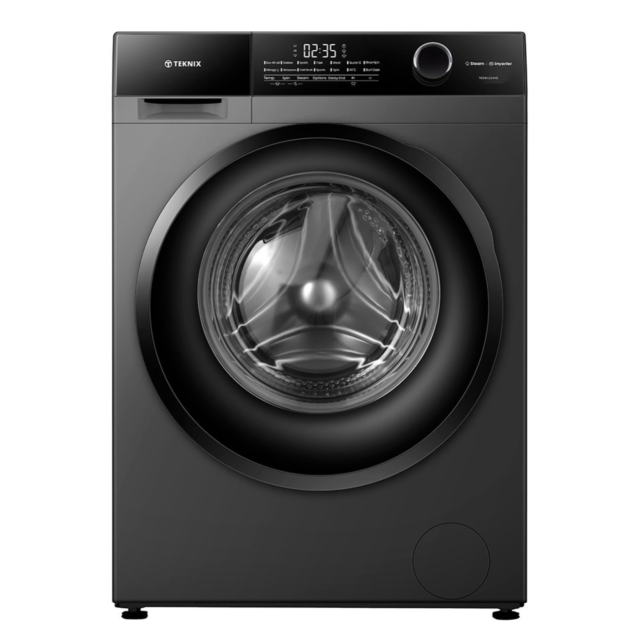 Teknix TK5W1214HS 5 Series Freestanding 12kg 1400rpm Washing Machine with Steam - Titanium - A Rated