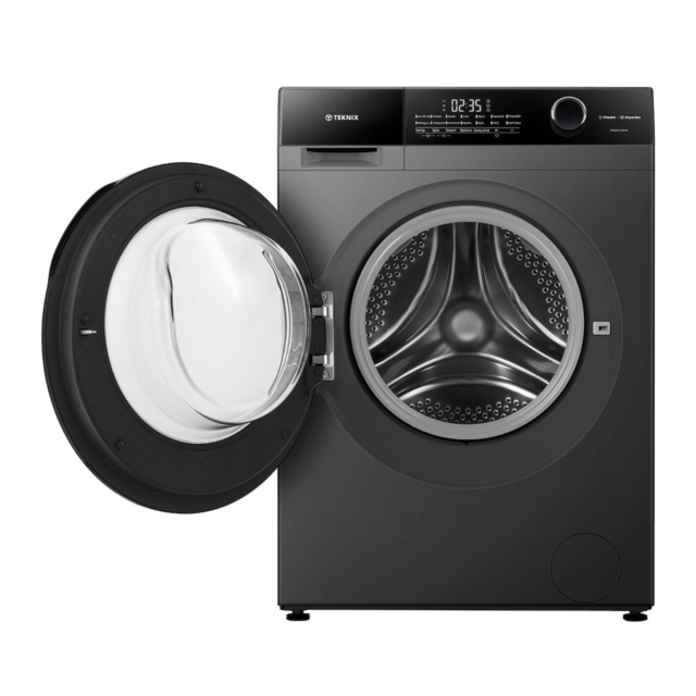 Teknix TK5W1214HS 5 Series Freestanding 12kg 1400rpm Washing Machine with Steam - Titanium - A Rated