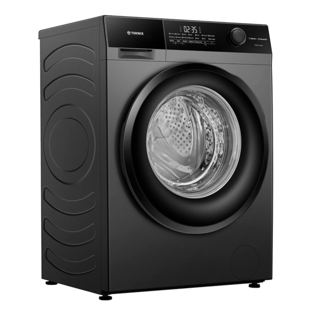 Teknix TK5W1214HS 5 Series Freestanding 12kg 1400rpm Washing Machine with Steam - Titanium - A Rated