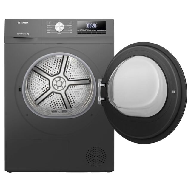 Teknix TKHP8HS 8kg Heat Pump Tumble Dryer - Titanium