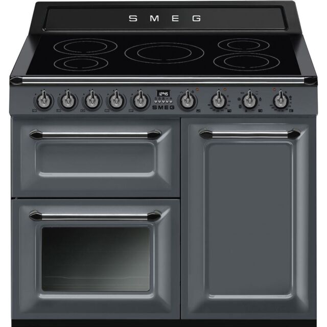 Smeg TR103IGR2 100cm Victoria Electric Range Cooker, Slate Grey