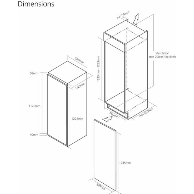 Caple RIL124 White Integrated Integrated fridge