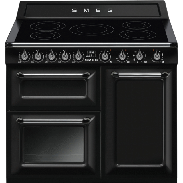 Smeg TR103IBL 100cm Victoria Gloss Black Three Cavity Traditional Cooker with Side Opening Ovens and