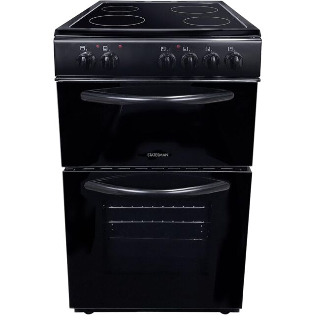 Statesman EDC50B Statesman 50Cm Double Oven Electric Cooker Black 2 Years Warranty